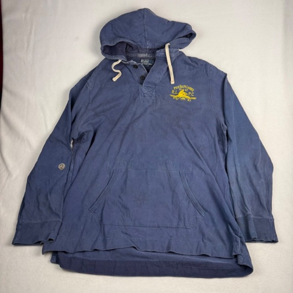 Polo Ralph‎ Lauren Mens Hoodie Faded Navy Blue RLPC Graphic Pullover XL